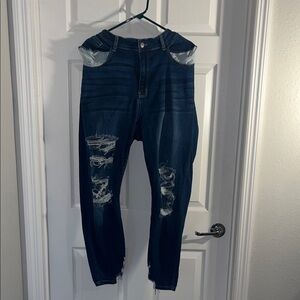 Judy Blue Dark Blue Distressed Skinny Jeans